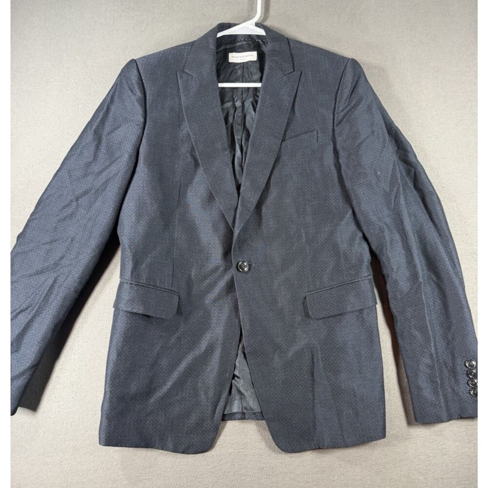 Dries Van Noten Blazer Mens EU 48 US 38 Black Herringbone Sport Coat Linen Blend